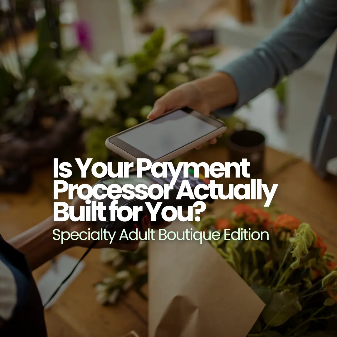 Adult retail store payment terminal representing high-risk merchant services — Lifelong Merchant Services